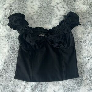 I Am Gia Black Naomi Corset Crop Top